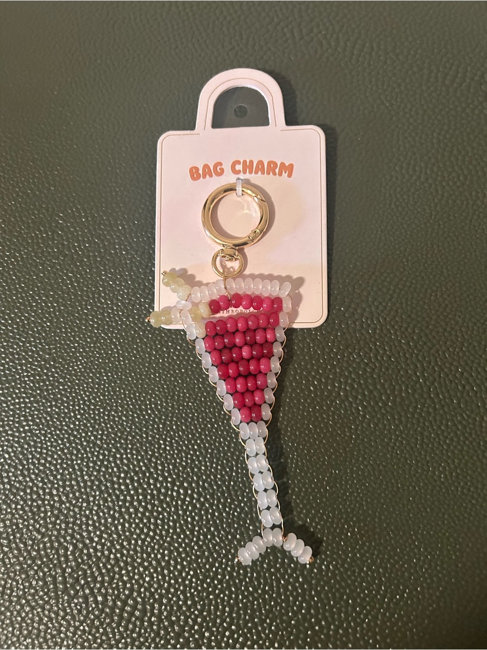 🫒Anthropologie🍸Martini Lunch🍸Beaded Cocktail Bag Charm Keychain🫒